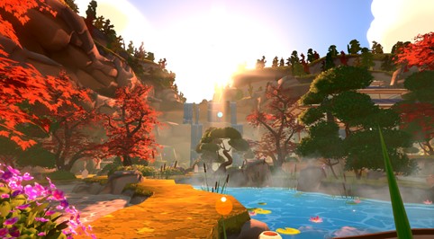 A serene garden environment where users can explore and relax.