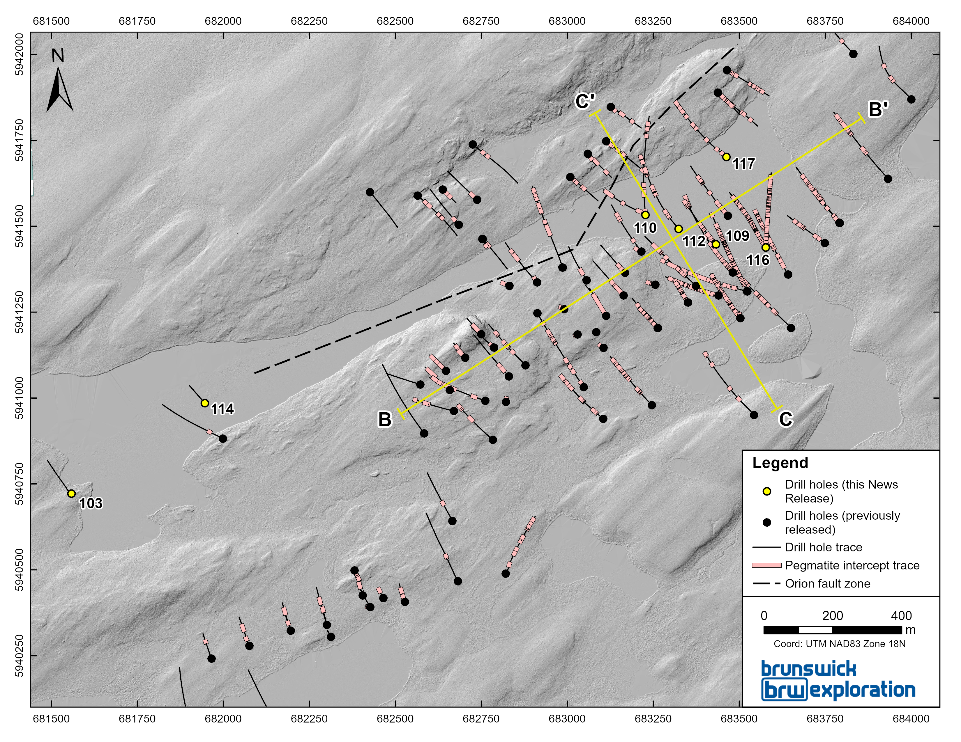 Figure 3: Location of Section B-B’ and C-C’