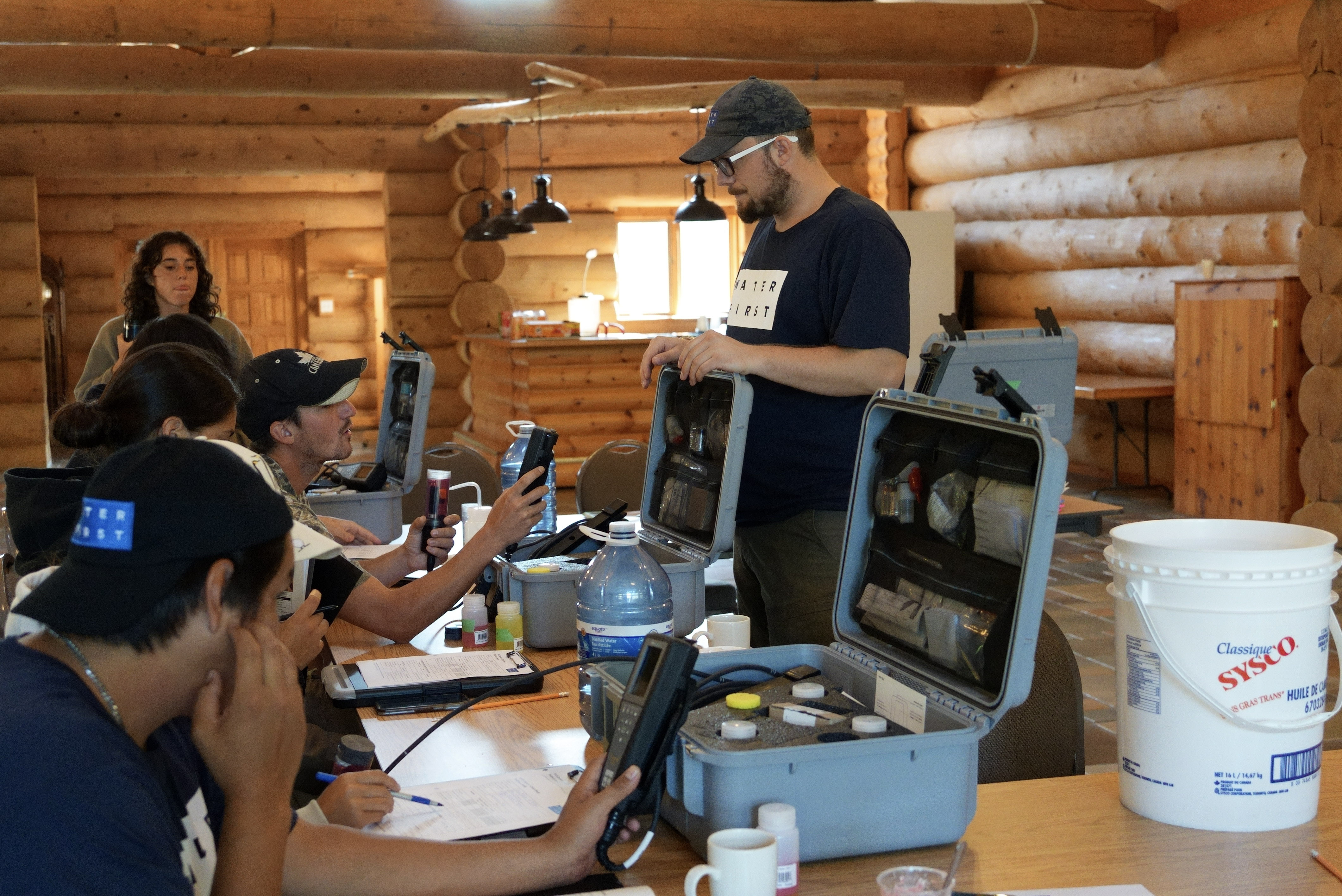 Environmental Water Interns learn to use water quality monitoring equipment under the guidance of Water First trainers.