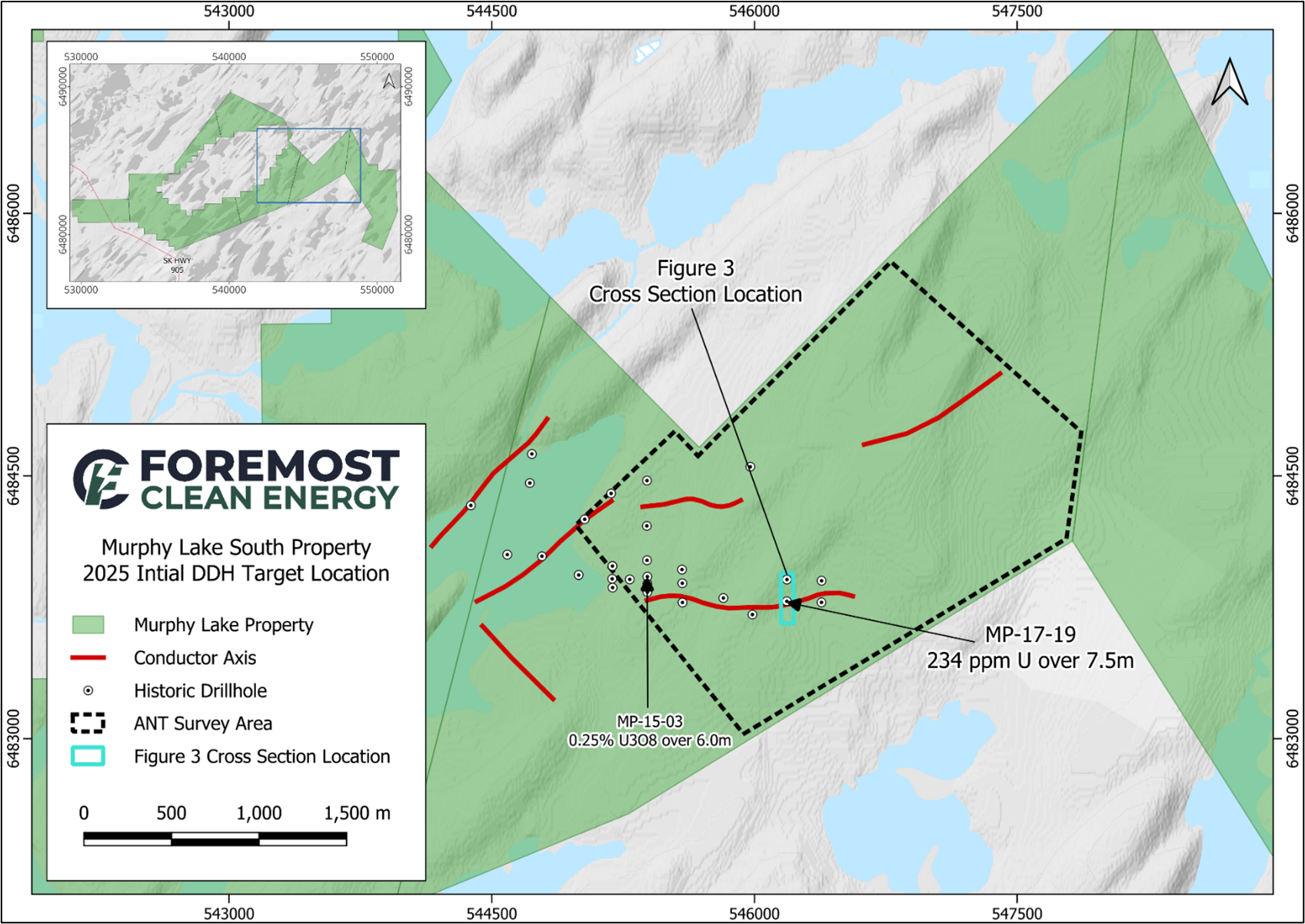 Murphy Lake South Property – 2025 Initial DDH Target Location