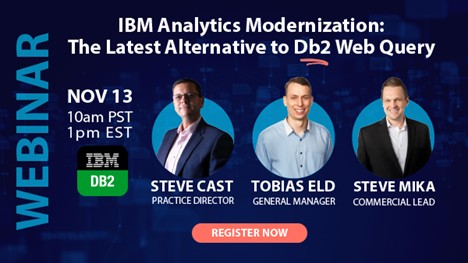 Fresche experts showcase the Db2 Analytics Accelerator—your strategic alternative to Db2 Web Query—featuring best practices, demos, and Q&A. Join us on November 13, 2025 to see near real-time insights in Power BI.
