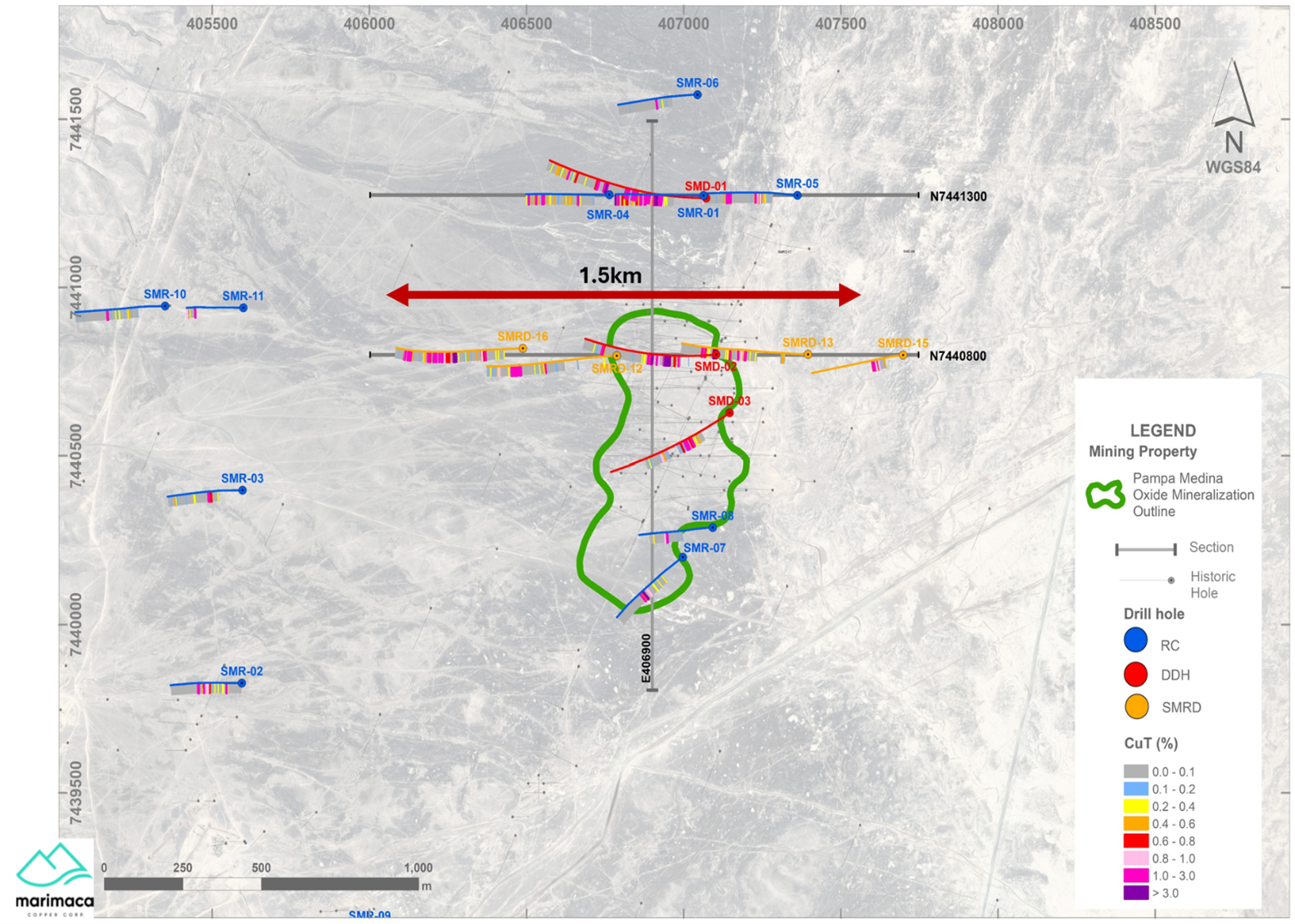 Pampa Medina Deposit and Step-out Drilling Locations