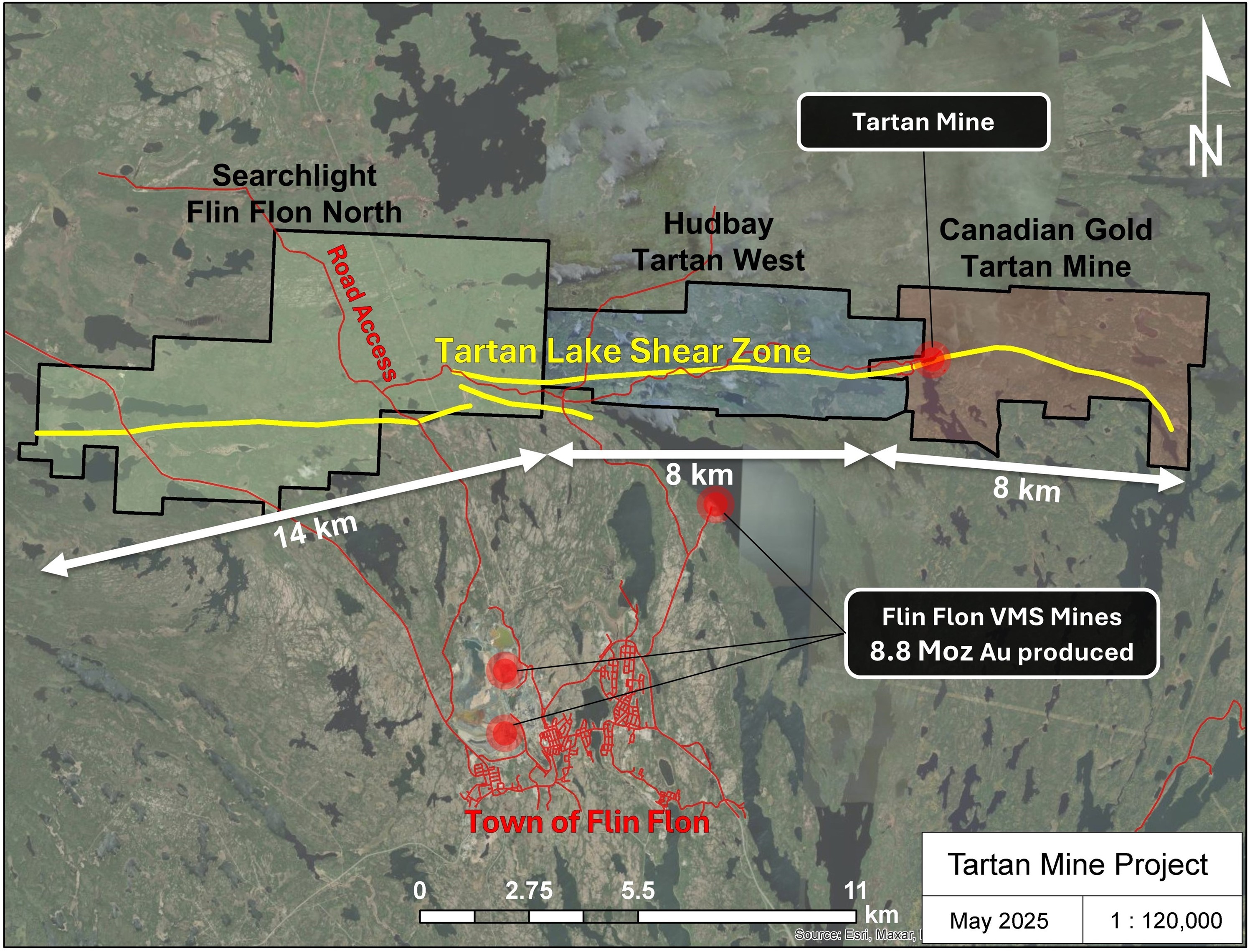 Figure 1. Tartan Mine location in relation to Flin Flon