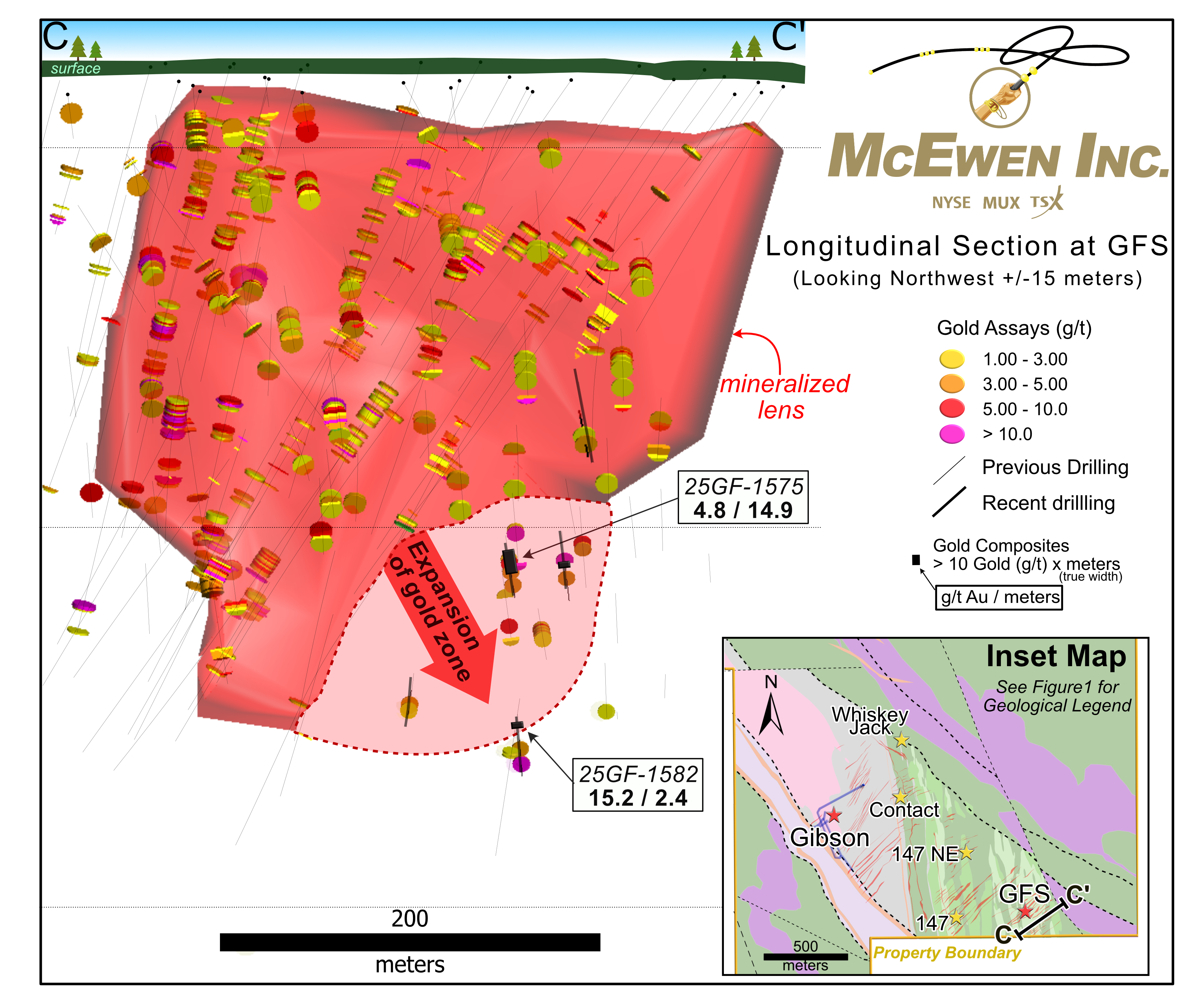 Figure 4. GFS Zone Longitudinal Section (C-C’) With Location Shown on Plan View Inset Map