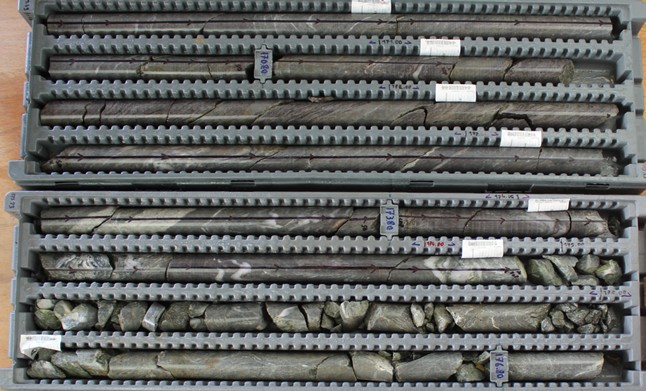 Mineralization at the Golden Hand target in SEL25-DDH-031. The interval from 174.8 – 176m yielded 7.80 g/t gold.