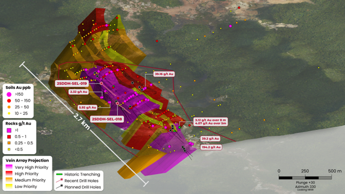 Location of Puma holes 25DDH-SEL-018 and 019.
