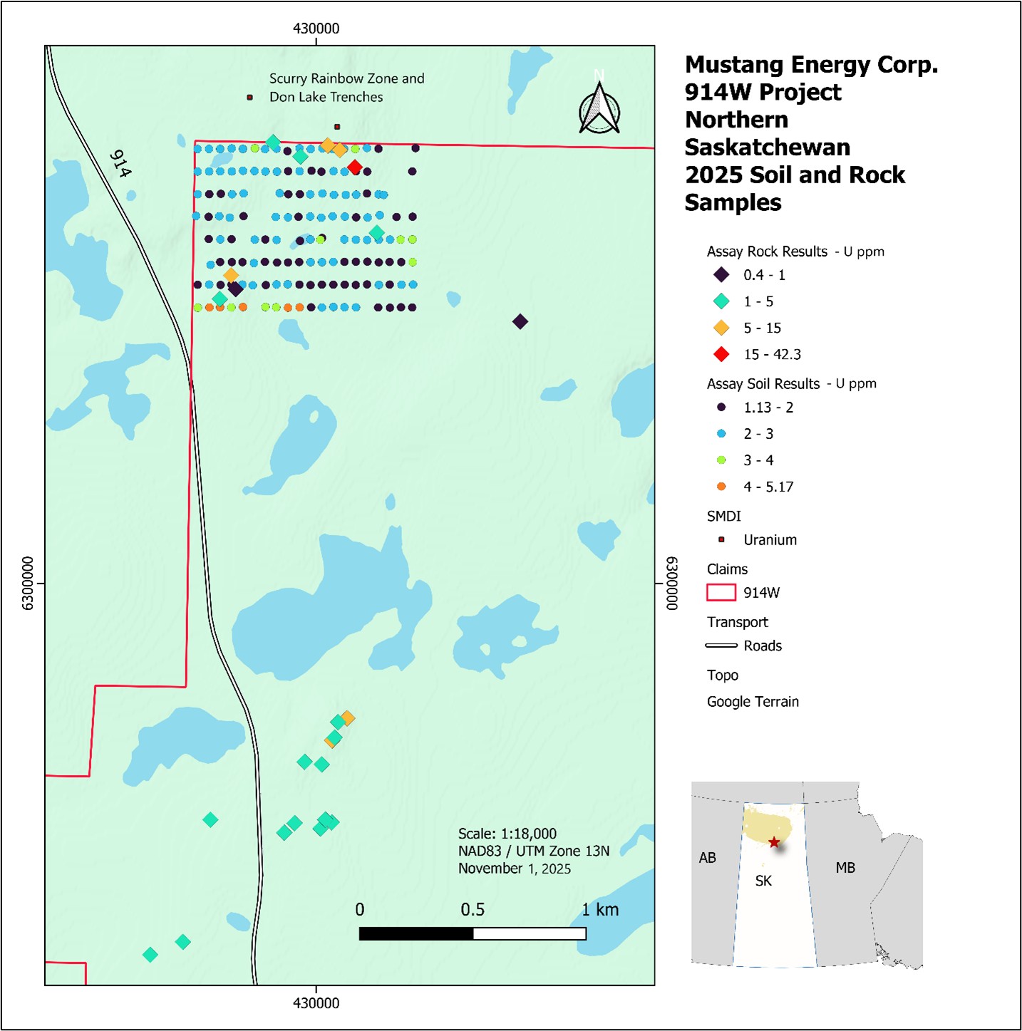 2025 914W Project soil and rock sample analysis results – Up ppm