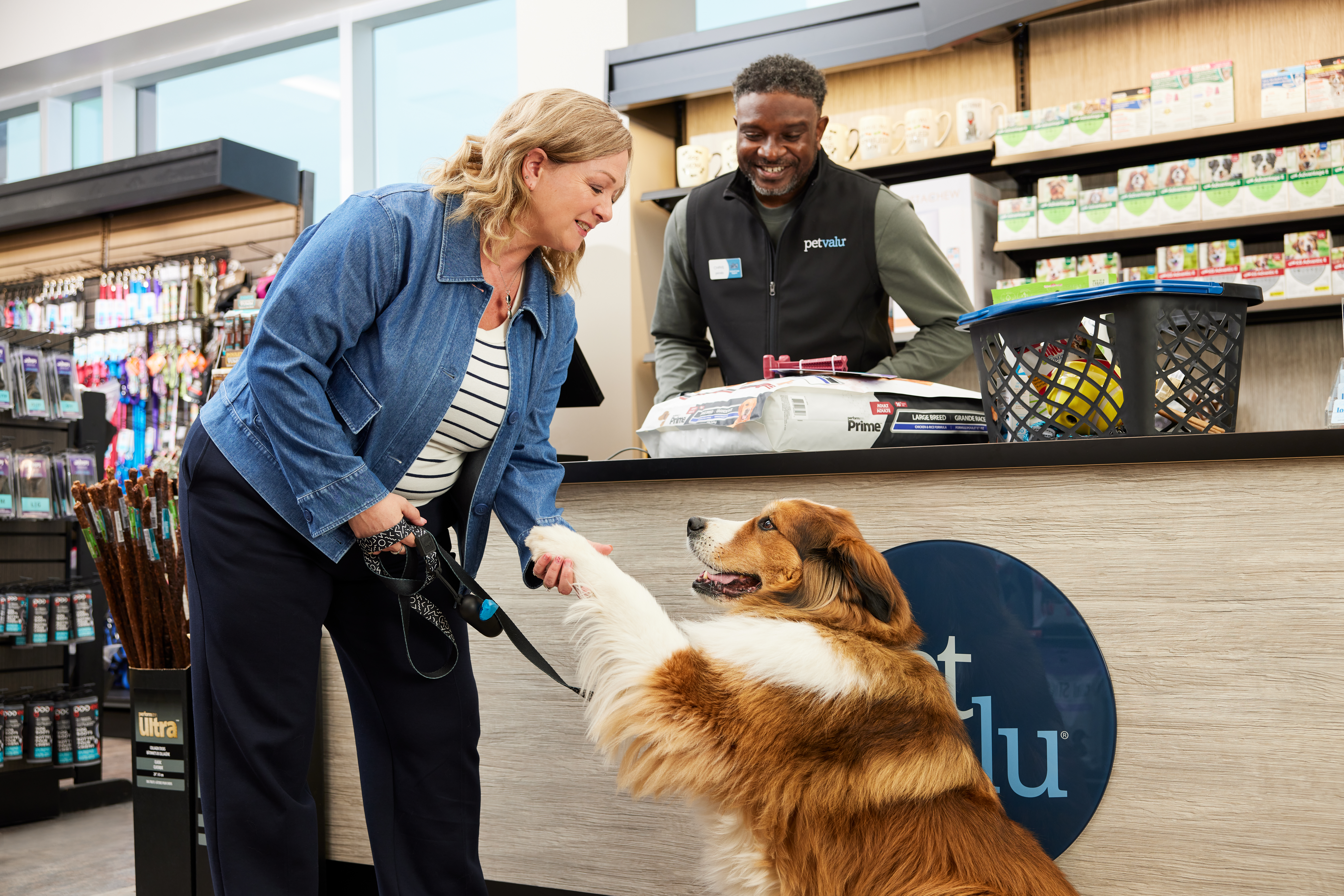 Pet Valu - Devoted Pet Lover and Dog in-store