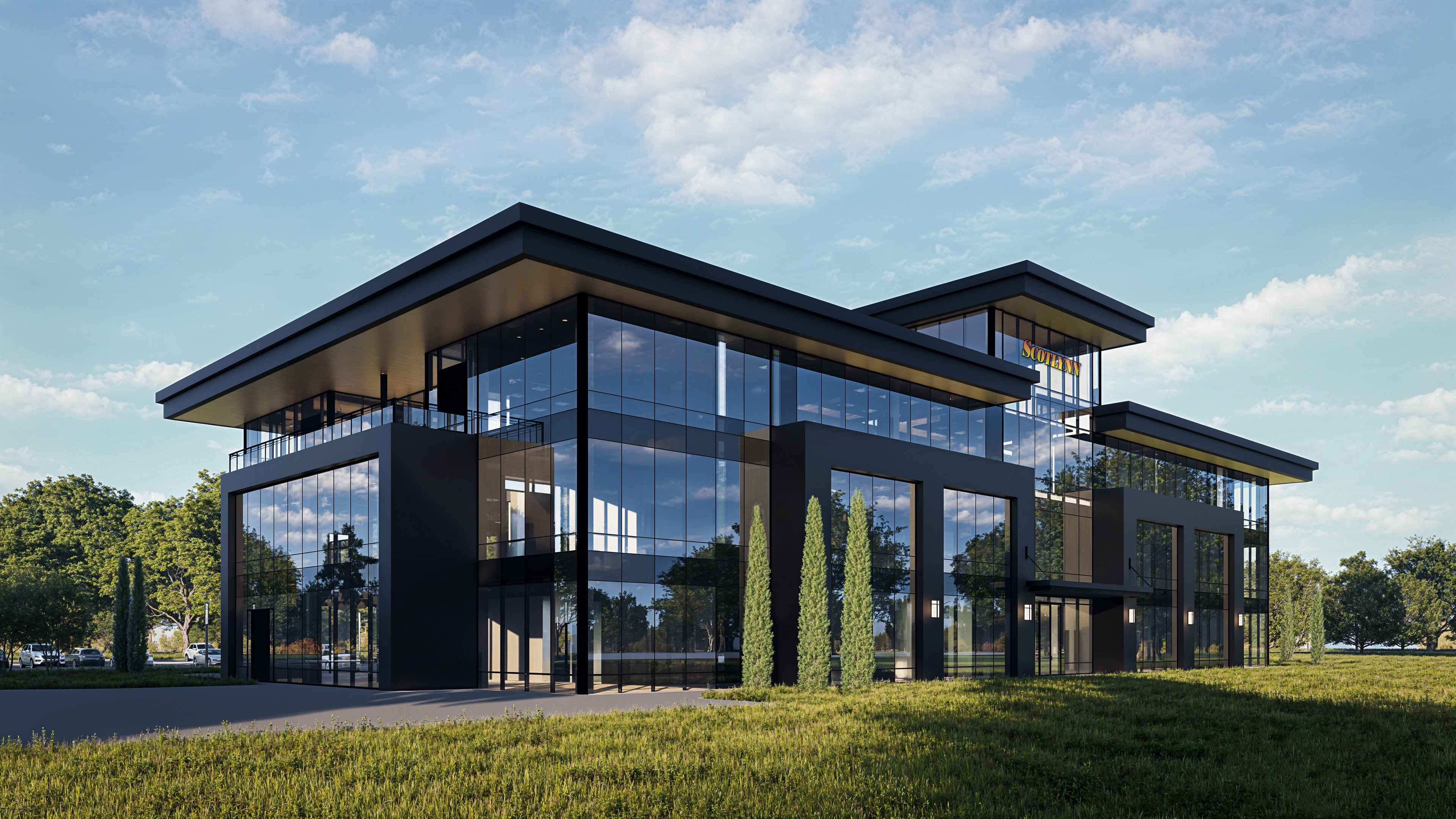 Rendering for new state-of-the-art Scotlynn Brantford office location
