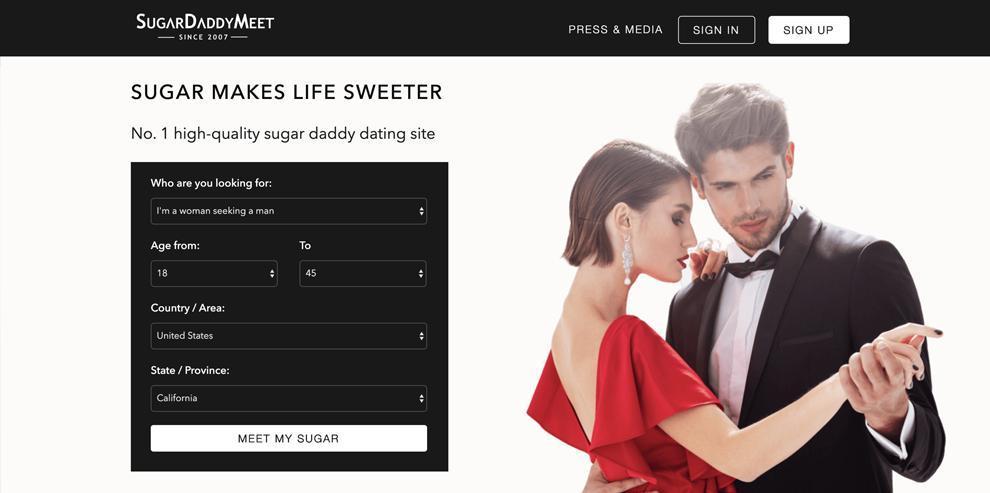Sugar Daddy Meet homepage
